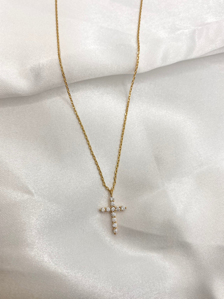 Gold Dipped Dainty Chain Cross Pendant Necklace - Spiritual Collection
