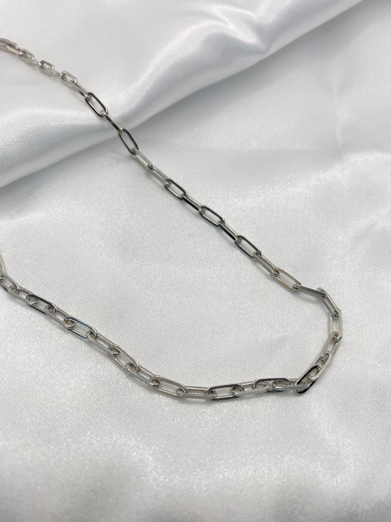 Buy Real Sterling Silver Paperclip Chain Necklace, 925 Silver Rectangle  Link Chain, Plus Size Layering Necklace, Choker Chain, Valentines Gift  Online in India - Etsy